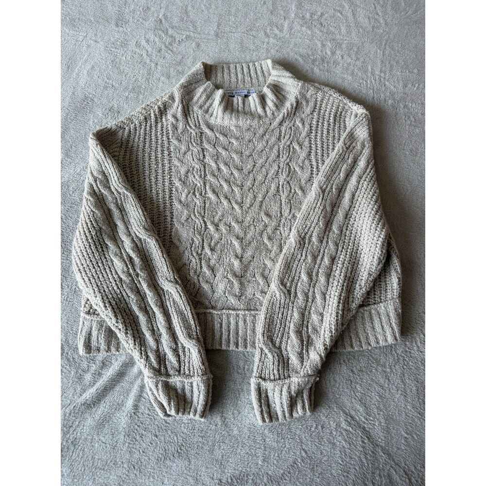 HYFVE Mock Neck Cropped Cable-Knit Sweater S